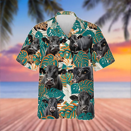 Uni Black Angus Blue 3D Hawaiian Flower Shirt