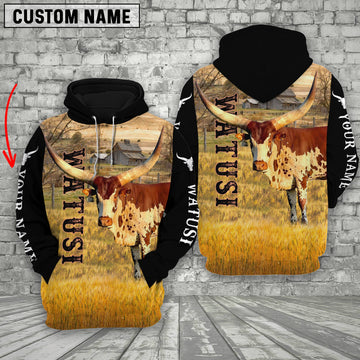 Uni Personalized Name Watusi On The Farm All Over Printed 3D Hoodie