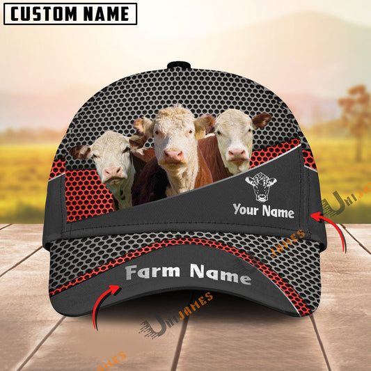 Uni Hereford Black Metal Customized Name And Farm Name Cap