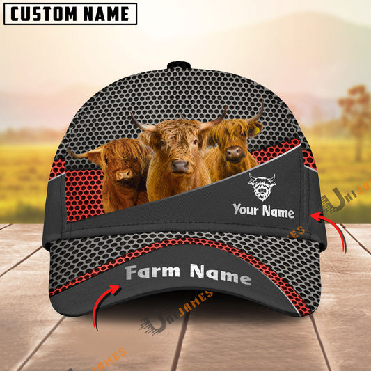 Uni Highland Black Metal Customized Name And Farm Name Cap