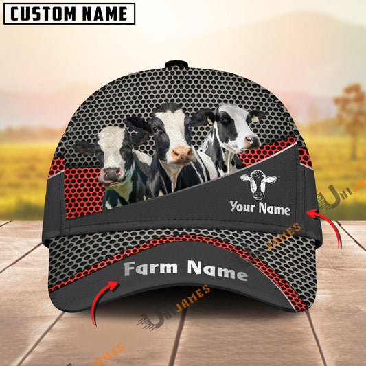 Uni Holstein Black Metal Customized Name And Farm Name Cap