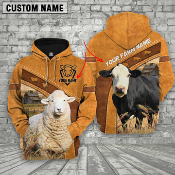 Uni Sheep & Black Baldy Custom Name Printed Cattle 3D Hoodie