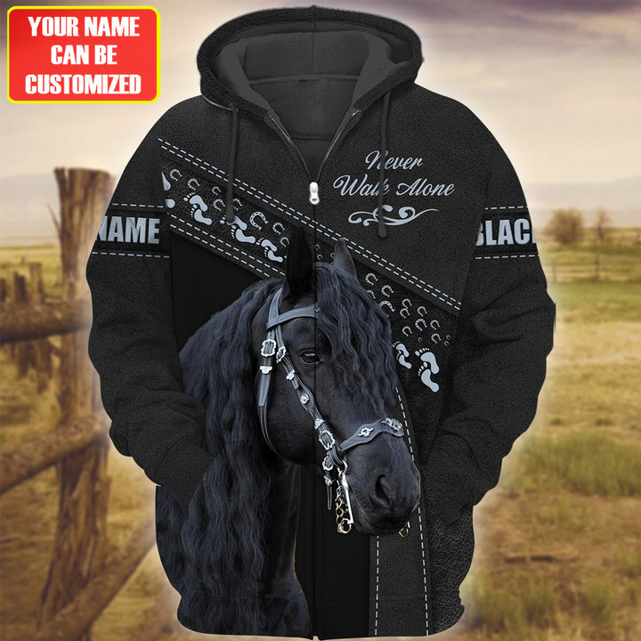 Uni Custom Name Horse Lovers Never Walk Alone 3D Hoodie