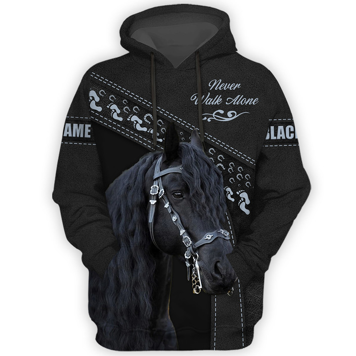 Uni Custom Name Horse Lovers Never Walk Alone 3D Hoodie
