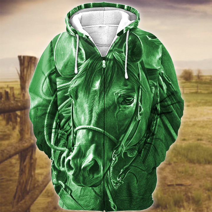 Uni Horse Art Green Version 3D Hoodie