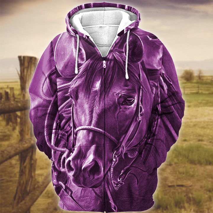 Uni Horse Art Purple Version 3D Hoodie