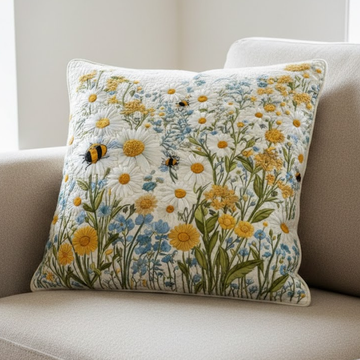 Meadow Bees Quilted Pillow Case NCU0VL3109