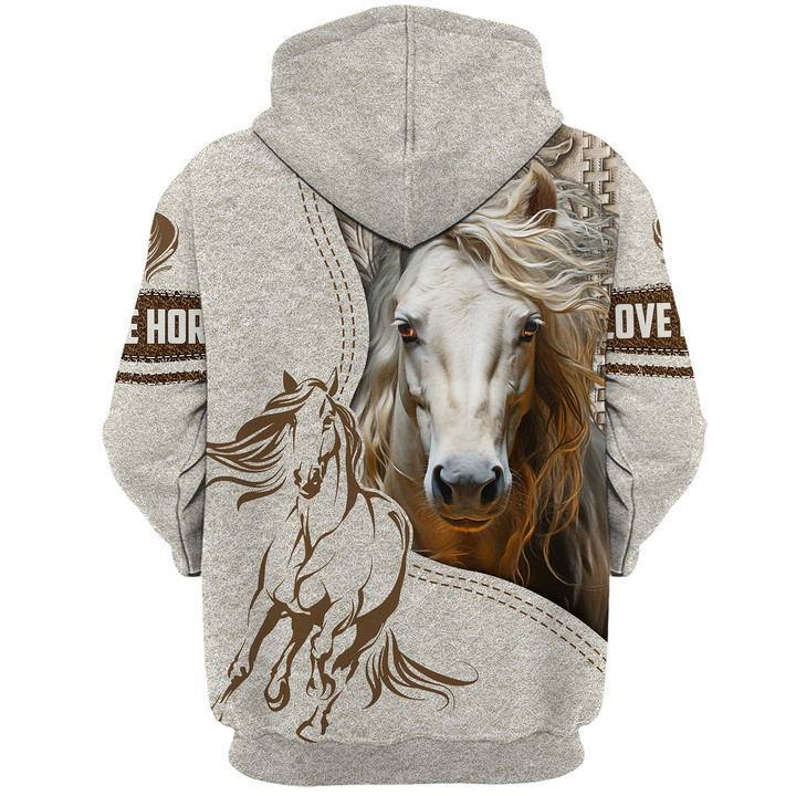 Uni Custom Name White Horse Lovers 3D Hoodie
