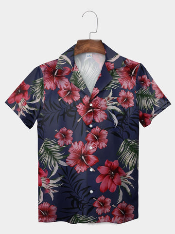 UniJames Indigo Crimson Bloom Hawaiian Shirt