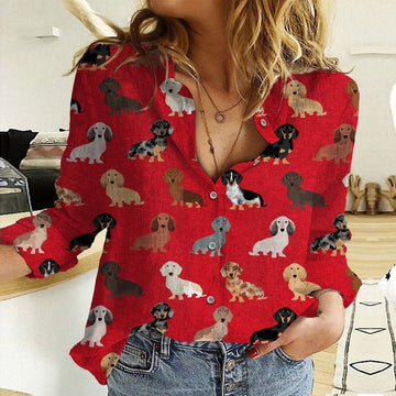 Unique Dachshund red All Over Printed 3D Casual Shirt