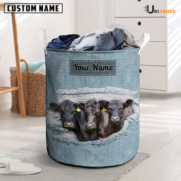 Uni Black Angus Custom Name Jeans Laundry Basket