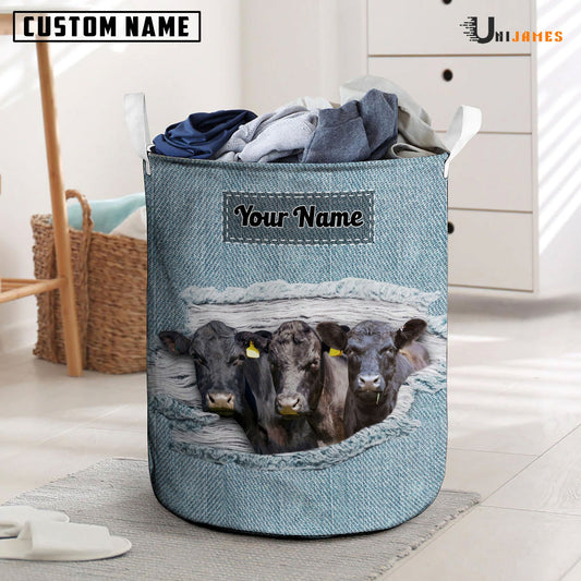 Uni Black Angus Custom Name Jeans Laundry Basket