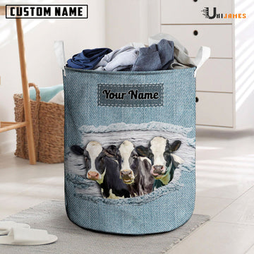 Uni Holstein Custom Name Jeans Laundry Basket