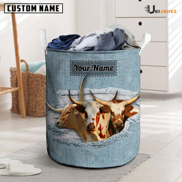 Uni Texas Longhorn Custom Name Jeans Laundry Basket