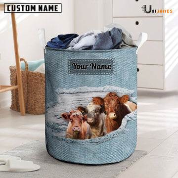 Uni Shorthorn Custom Name Jeans Laundry Basket