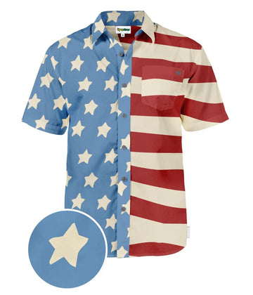 UniJames Men's 50/50 Flag Button Down Shirt