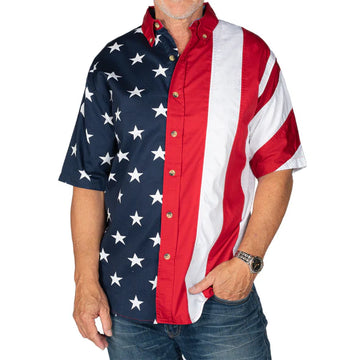 UniJames Men's Stars & Stripes Cotton Button Down Shirt