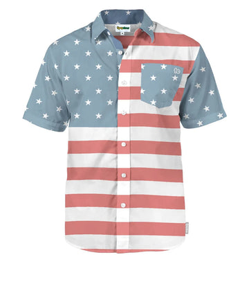 UniJames Men's Faded Flag Button Shirt
