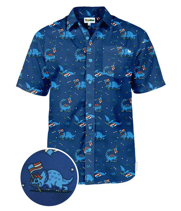 UniJames Men's Fossilized Flag Button Shirt