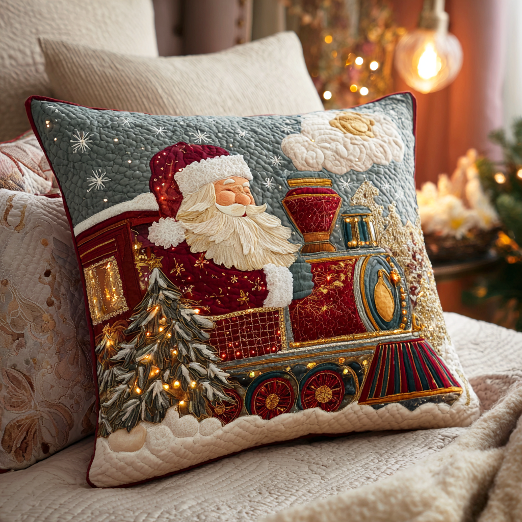 Christmas Train Journey Quilted Pillow Case NCU0TD1472