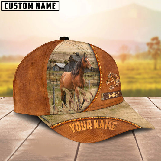 Uni Custom Name Horse Leather Pattern Cap TT8