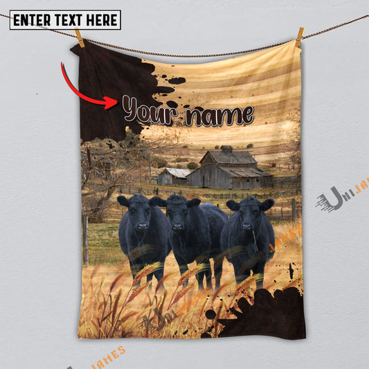 Uni Personalized Name Diligent Black Angus Blanket