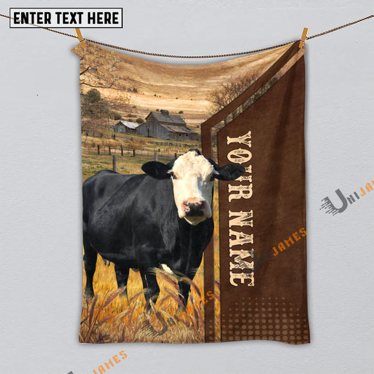 Uni Personalized Name Black Baldy Farming Life Pattern Blanket