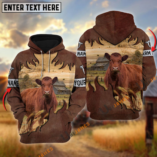 Uni Red Angus Brown Hair Pattern Personalized Name 3D Hoodie