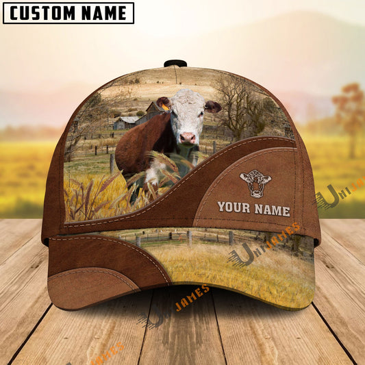 Uni Hereford Farm Living Pattern Customized Name Cap