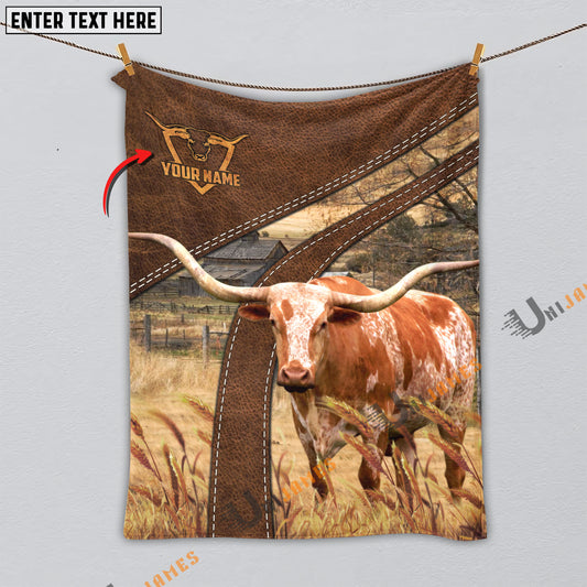 Uni Personalized Name Texas Longhorn Brown Blanket