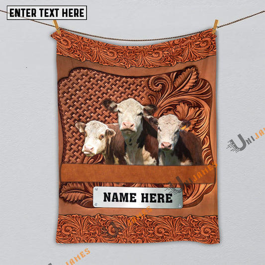 Uni Hereford Cattle Farming Life Personalized Name Blanket