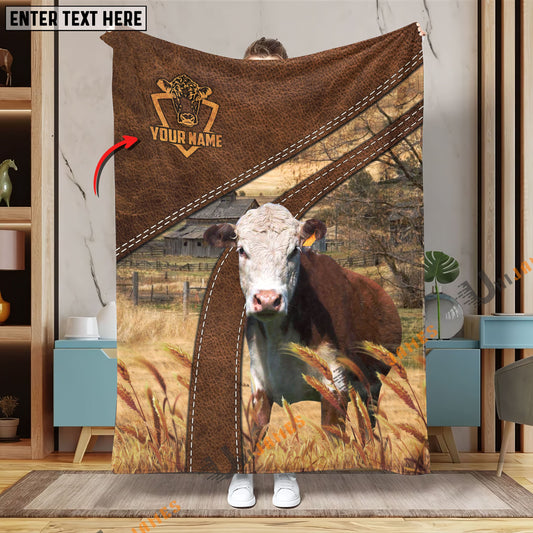 Uni Personalized Name Hereford Brown Blanket