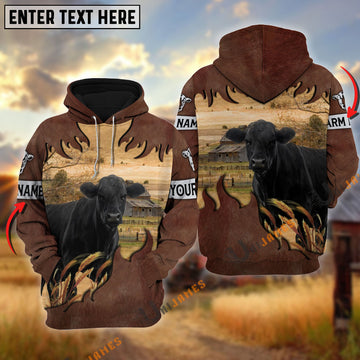 Uni Black Angus Brown Hair Pattern Personalized Name 3D Hoodie