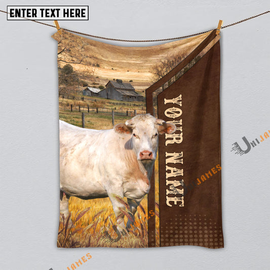 Uni Personalized Name Charolais Farming Life Pattern Blanket