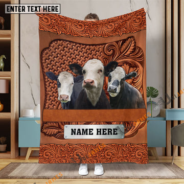 Uni Black Baldy Cattle Farming Life Personalized Name Blanket