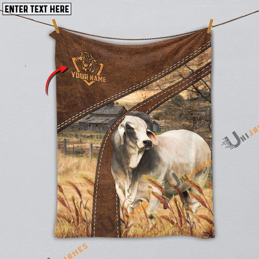 Uni Personalized Name Brahman Brown Blanket