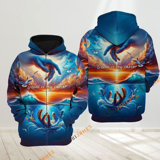 Uni Jesus Is My Savior Blue Sea 3D Hoodie