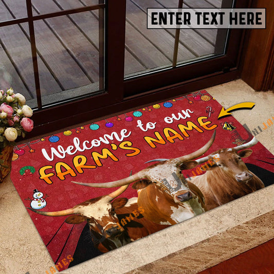 Uni Texas Longhorn Christmas Custom Name Doormat