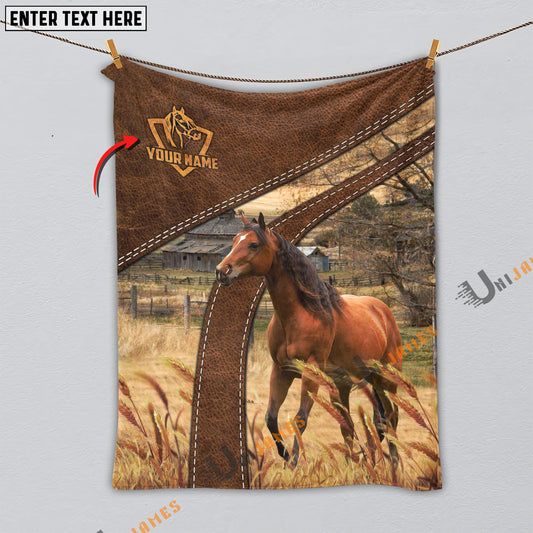 Uni Personalized Name Horse Brown Blanket