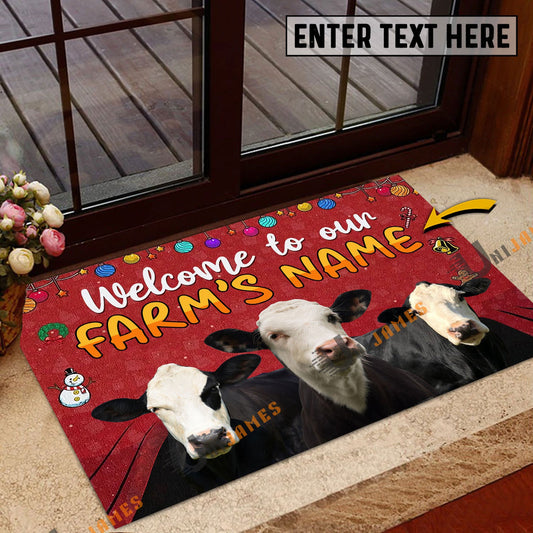 Uni Black Baldy Christmas Custom Name Doormat