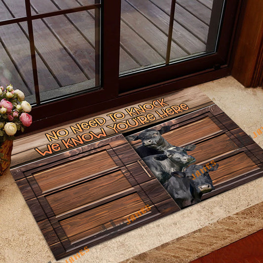 Uni Black Angus Window Pattern Custom Name Doormat