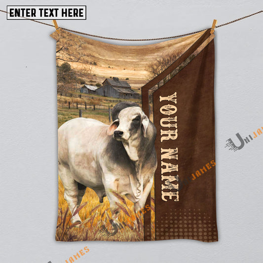 Uni Personalized Name Brahman Farming Life Pattern Blanket