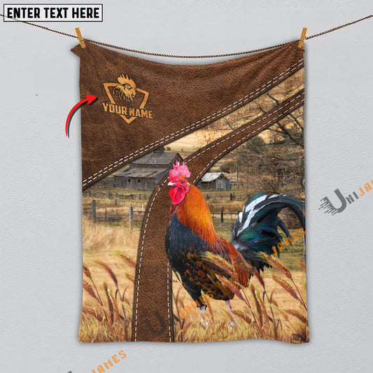 Uni Personalized Name Rooster Brown Blanket