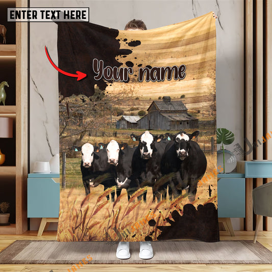 Uni Personalized Name Diligent Black Baldy Blanket