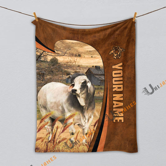 Uni Personalized Name Brahman Premium Brown Pattern 3D Blanket