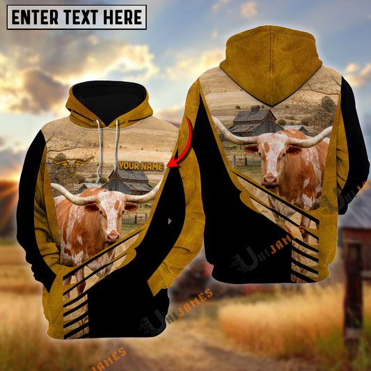 Uni Lucky Texas Longhorn On Farm Personalized Name Hoodie