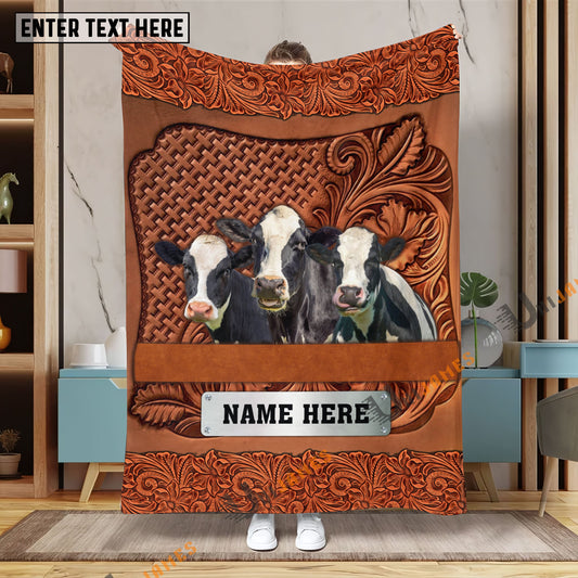 Uni Holstein Cattle Farming Life Personalized Name Blanket
