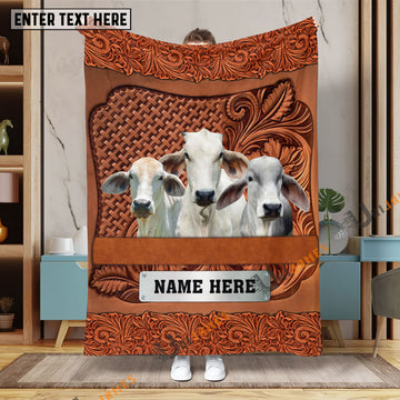 Uni Brahman Cattle Farming Life Personalized Name Blanket