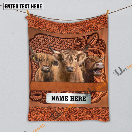 Uni Highland Cattle Farming Life Personalized Name Blanket