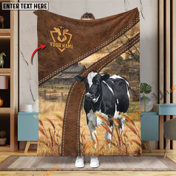 Uni Personalized Name Holstein Brown Blanket